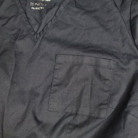 Jaanuu XS Black V-Neck Medical Scrub Top With Pockets nurse veterinarian doctor - Picture 4 of 5